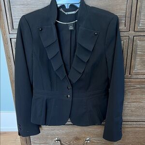 White House Black Market Black Ruffle Blazer